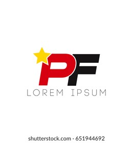 Initial letter pf yellow star logo red black