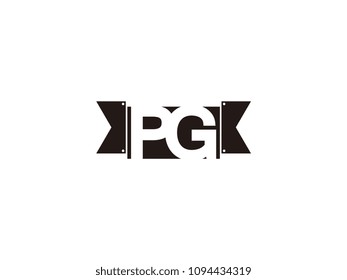 Initial letter pg black ribbon logo design