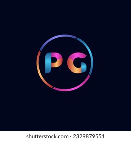 Initial letter PG curve rounded logo, gradient vibrant colorful glossy 