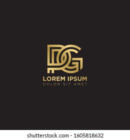 Initial Letter PG linked uppercase overlap modern gold logo vector design template. Suitable for business, consulting group company.