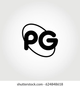 initial letter pg logo black on white background