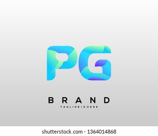 Initial letter PG logo with colorful background, letter combination logo design for creative industry, web, business and company. - Vector