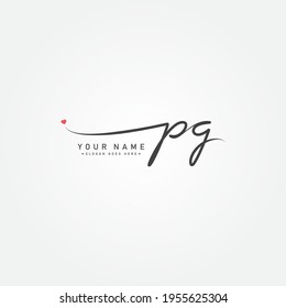 Initial Letter PG Logo - Handwritten Signature Logo