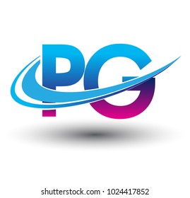 initial letter PG logotype company name colored blue and magenta swoosh design. vector logo for business and company identity.
