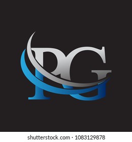initial letter PG logotype company name colored blue and grey swoosh design. vector logo for business and company identity.