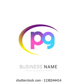 initial letter PG logotype company name, coloreful and swoosh design. vector logo for business and company identity.