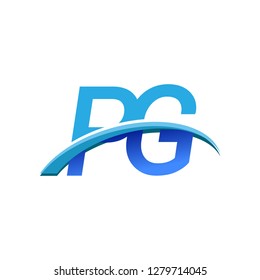 initial letter PG logotype company name colored blue and swoosh design. vector logo for business and company identity.