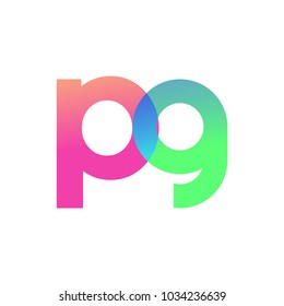 Initial Letter PG Lowercase Logo green, pink and Blue, Modern and Simple Logo Design.