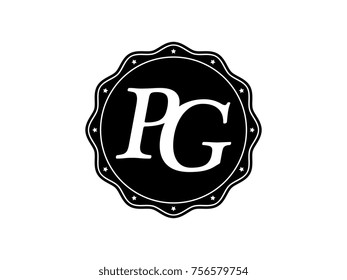 Initial letter PG monogram logo black seal stamp lace