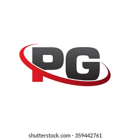 initial letter PG swoosh ring company logo red black