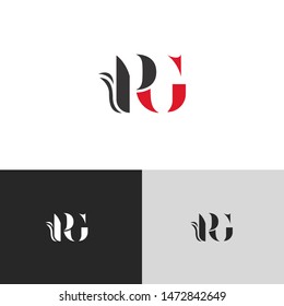 Initial Letter pg uppercase modern logo design template elements. red letter Isolated on black white grey background. Suitable for business, consulting group company.