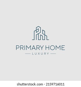 Initial letter PH with home modern architecture line minimalist logo vector design template