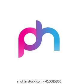 initial letter ph linked round lowercase logo pink blue purple