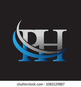 initial letter PH logotype company name colored blue and grey swoosh design. vector logo for business and company identity.