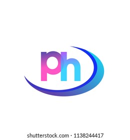 initial letter PH logotype company name, coloreful and swoosh design. vector logo for business and company identity.