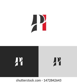 Initial Letter ph uppercase modern logo design template elements. red letter Isolated on black white grey background. Suitable for business, consulting group company.