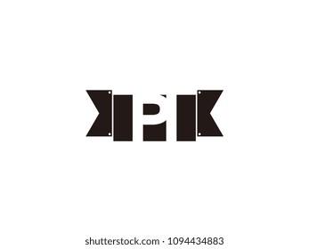 Initial letter pi black ribbon logo design