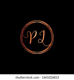 initial letter PI handwriting with circle element template. Creative beauty fashion or clothing. Initial logo of the couple's name in the style of a hand drawing for the concept of marriage - vector
