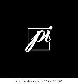 Initial letter PI IP minimalist art monogram shape logo, white color on black background