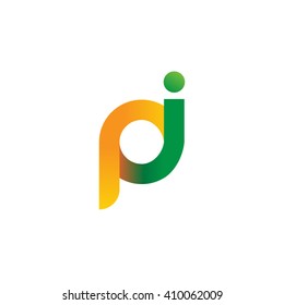 initial letter pi linked round lowercase logo orange green