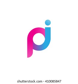 initial letter pi linked round lowercase logo pink blue purple