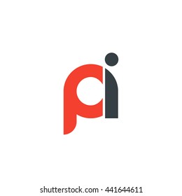 initial letter pi linked round lowercase logo red