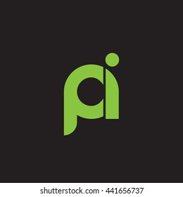 initial letter pi linked round lowercase logo green