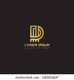Initial Letter PI linked uppercase overlap modern gold logo vector design template. Suitable for business, consulting group company.