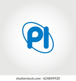 initial letter pi logo blue on white background