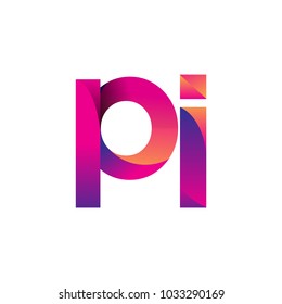 Initial Letter PI Logo Lowercase, magenta and orange, Modern and Simple Logo Design.