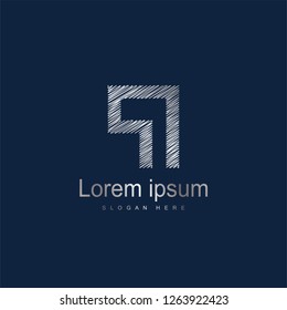 Initial Letter PI Logo Template Vector Design. Silver letter logo