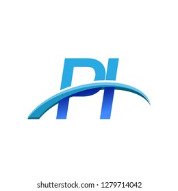 initial letter PI logotype company name colored blue and swoosh design. vector logo for business and company identity.