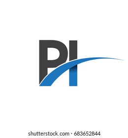 initial letter PI logotype company name colored blue and grey swoosh design. vector logo for business and company identity.
