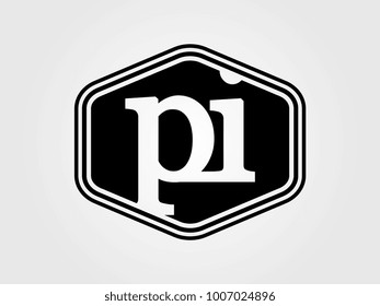 Initial letter pi lowercase logo minimalist black