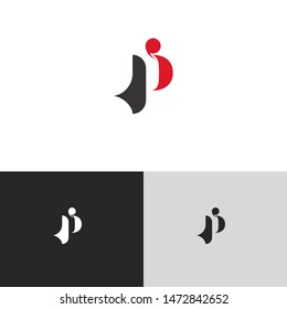 Initial Letter pi uppercase modern logo design template elements. red letter Isolated on black white grey background. Suitable for business, consulting group company.