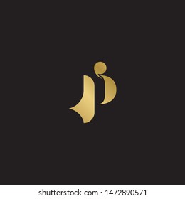 Initial letter pi uppercase modern logo design template elements. Gold letter Isolated on black  background. Suitable for business, consulting group company.