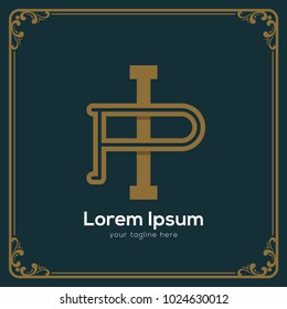 initial letter pi vintage style