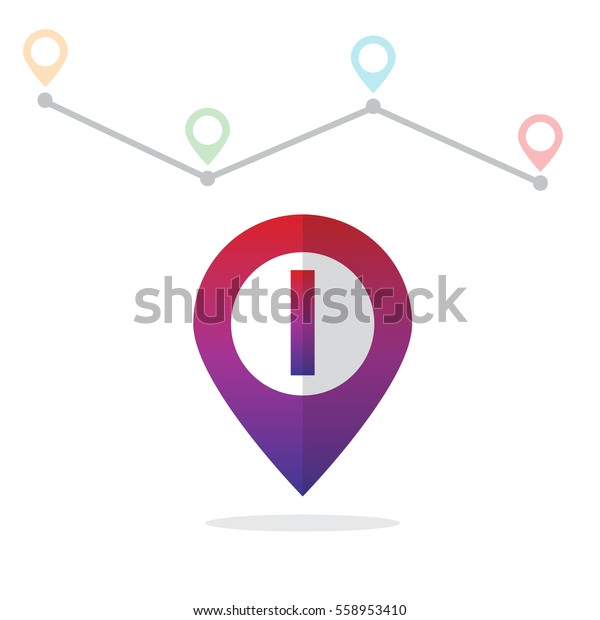 Initial Letter I\
With Pin Location Logo on\
Maps