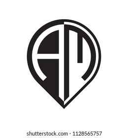 initial letter am pin logo black