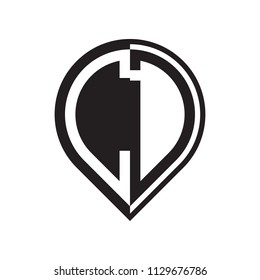initial letter pin logo black