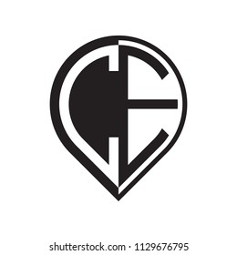 initial letter pin logo black