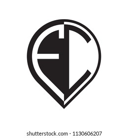 initial letter pin logo black
