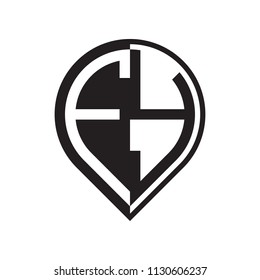 initial letter pin logo black