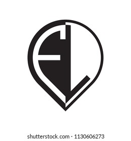 initial letter pin logo black