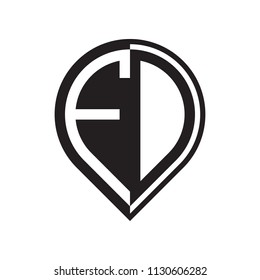 initial letter pin logo black