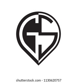 initial letter pin logo black