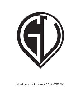 initial letter pin logo black