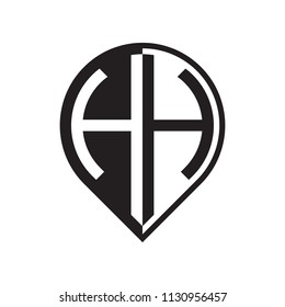 initial letter pin logo black