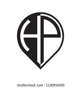 initial letter pin logo black