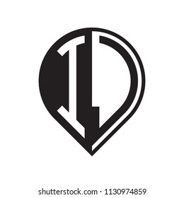initial letter pin logo black